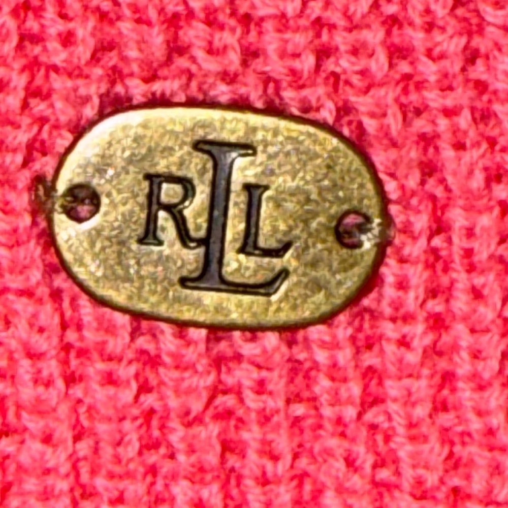 Lauren Ralph Lauren Coral Cowl Neck Cotton Knit Sweater Size large thermal - Picture 8 of 11